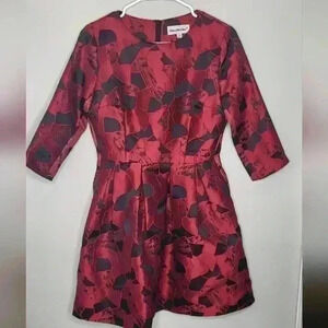 Dan Munier Red and Black Patterned Cocktail Dress Size Small